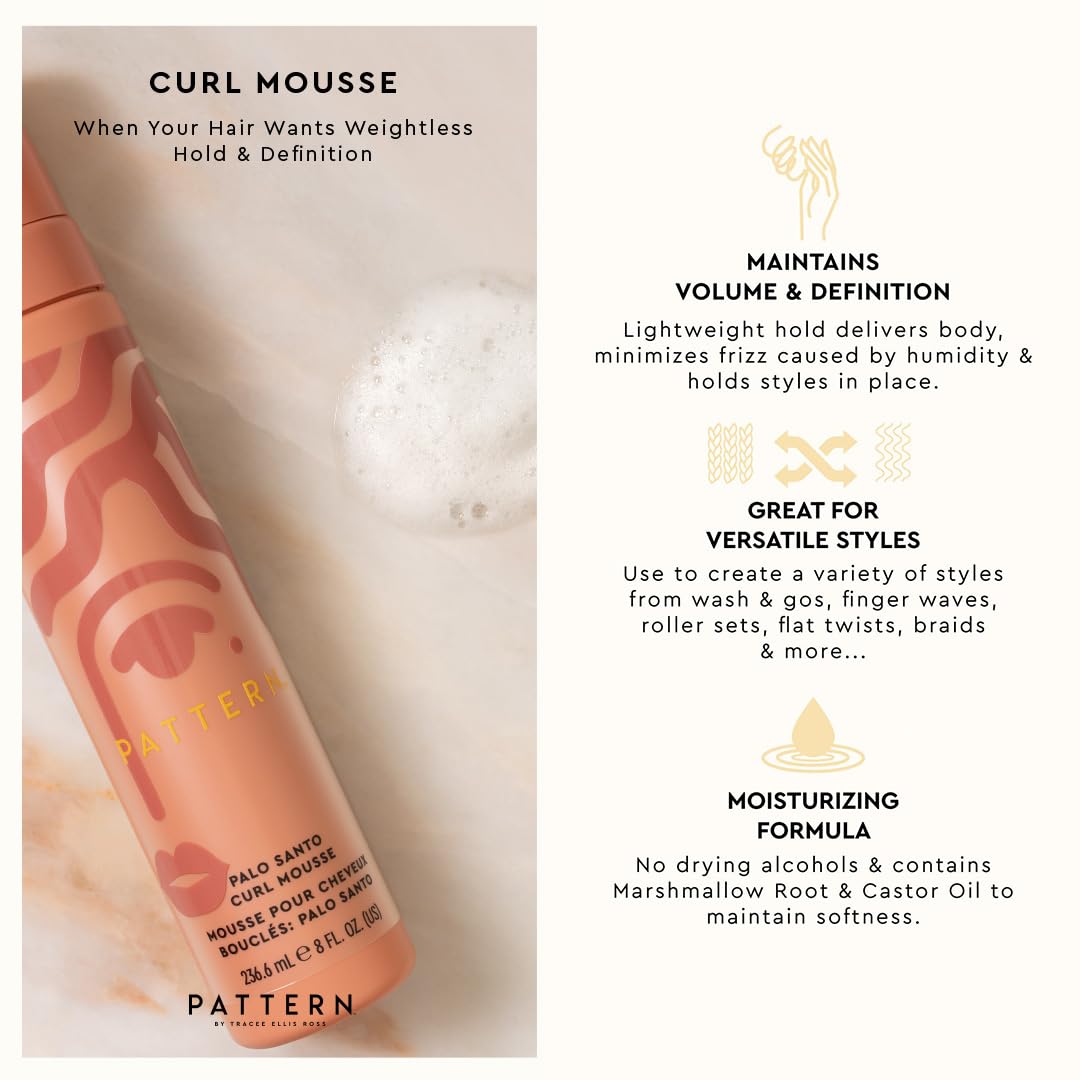 PATTERN Beauty by Tracee Ellis Ross Palo Santo Mini Kit features our Bestsellling Formulas: Palo Santo Leave-In Conditioner, Palo Santo Curl Mousse, Palo Santo Styling Cream in Mini Travel Sizes