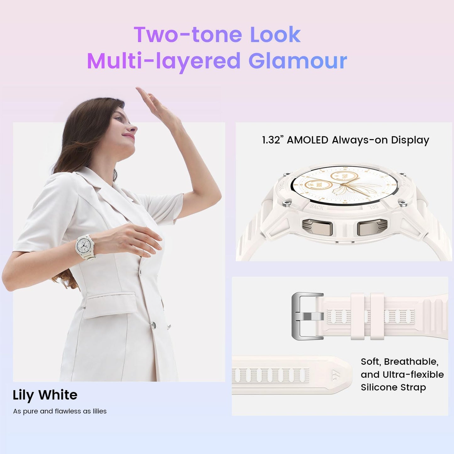 KOSPET Tank S2 Smart Watch for Women GPS, Pressure/Altitude/Compass, 5ATM Waterproof, 1.32" AMOLED Display Fitness Tracker(Answer/Make Call), AI Voice Assistant, 24H Sleep/Hear Rate Monitor