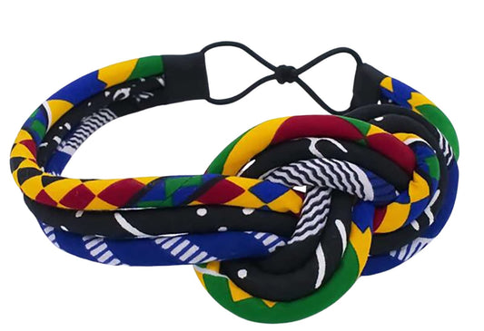African Head Piece for Women| 3 Strand Blue, White, Green Knotted Headband| Afrocentric headband | Cloth & Cord