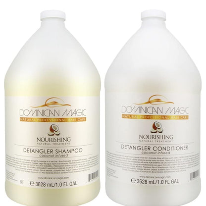Dominican Magic Coconut Detangler Shampoo and Conditioner - Natural Hydrating Shampoo and Conditioner with Coconut Oil and Aloe Vera for Dry Hair, (1 Gal x 2)