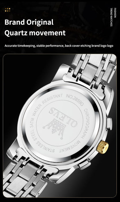 OLEVS Luxury Silver Men Watch Analog Quartz Silver Gold Stainless Steel Men's Watch Casual Wristwatch for Men Business Classic Mens Watches Gold White Dial Relojes para Hombres Fashion Mens Watches