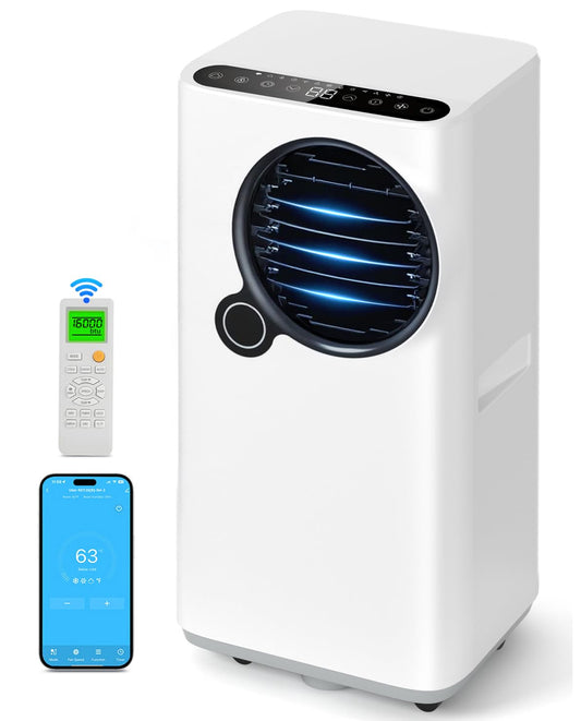Lxlu Portable Air Conditioners, 16000 BTU 6-in-1 Cooling, Dehumidifier & Fan, Ultra Quiet with 24H Smart Timer, Auto Shut-Off & Child Lock for Home/Bedroom/Office
