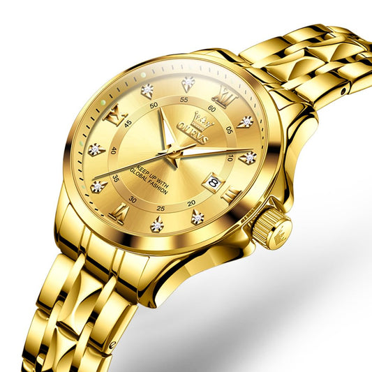 OLEVS Watch Women Gold Watches for Women Waterproof Dress Original Analog Quartz Adjustable Diamond Fashion Casual Classic Easy Read Round Stainless Steel Water Resistant Ladies Small Wrist Watch Woman Lady Female Wristwatch