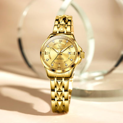 OLEVS Watch Women Gold Watches for Women Waterproof Dress Original Analog Quartz Adjustable Diamond Fashion Casual Classic Easy Read Round Stainless Steel Water Resistant Ladies Small Wrist Watch Woman Lady Female Wristwatch