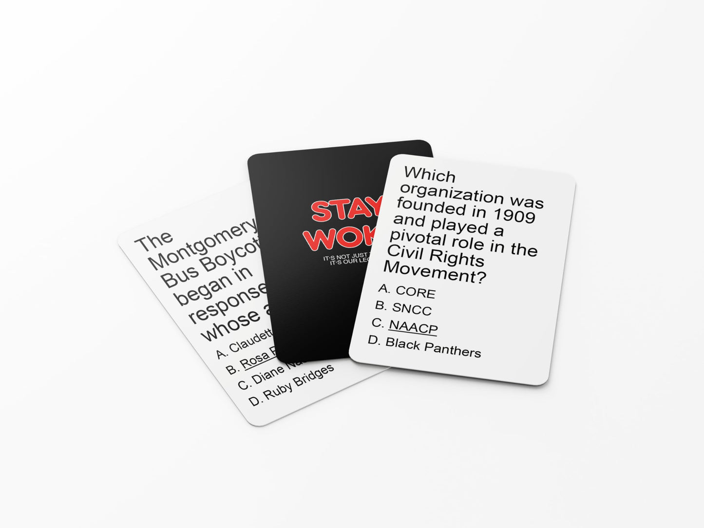 Kinfolk Stay Woke - A Trivia Black Card Game Celebrating Black Movies, Music, and Cultural Heritage - Engaging, Educational Entertainment for Groups, Embracing African-American Legacy with Fun.
