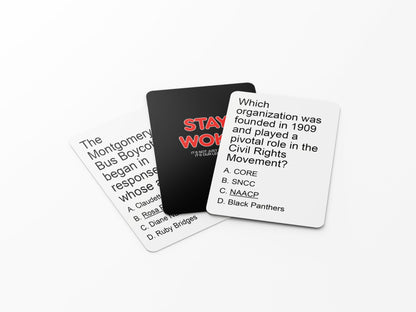 Kinfolk Stay Woke - A Trivia Black Card Game Celebrating Black Movies, Music, and Cultural Heritage - Engaging, Educational Entertainment for Groups, Embracing African-American Legacy with Fun.