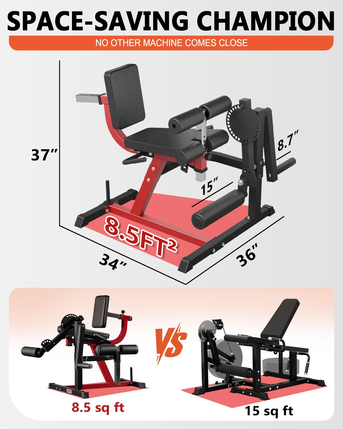 GMWD Leg Extension and Curl Machine, Lower Body Special Leg Machine, Adjustable Leg Exercise Bench with Plate Loaded, Leg Rotary Extension for Thigh, Home Gym Weight Machine Red