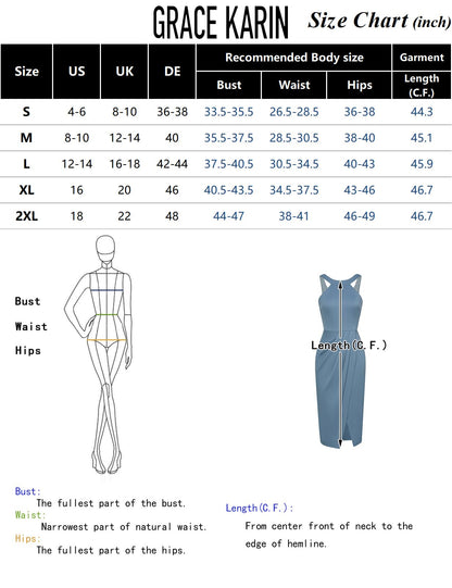 GRACE KARIN Women's Halter Neck Dresses Sexy Sleeveless Bodycon Slit Cocktail Midi Sheath Party Dressess,A-Red,XL