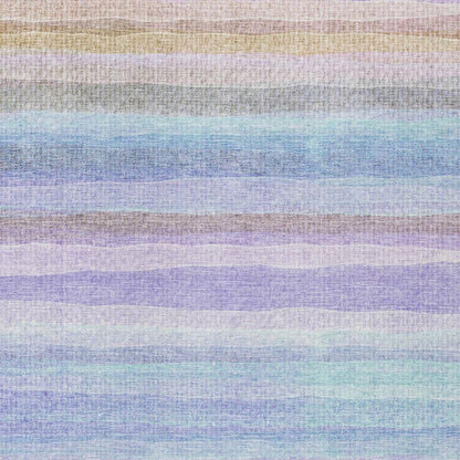 8' X 10' Lavender Sky Blue And Beige Striped Washable Indoor Outdoor Area Rug-6