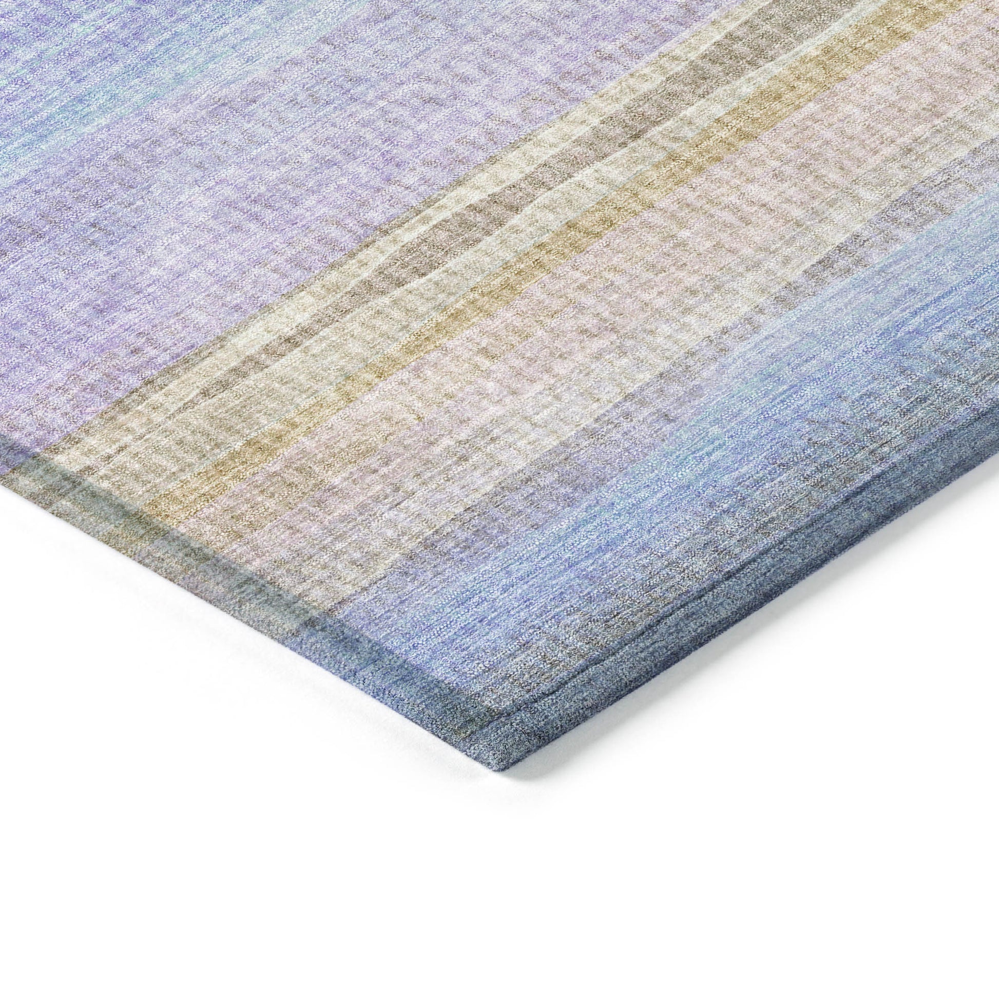 8' X 10' Lavender Sky Blue And Beige Striped Washable Indoor Outdoor Area Rug-5