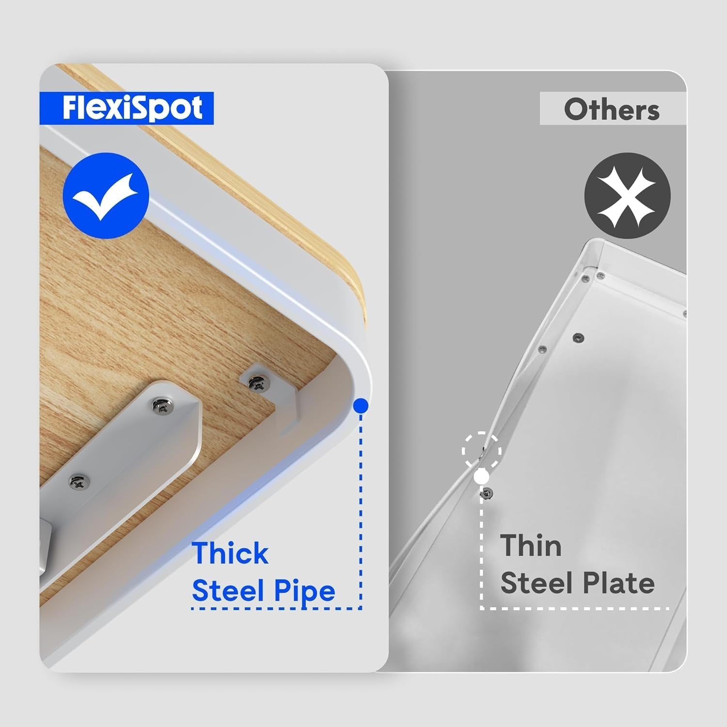 Comhar Electric Standing Desk with Drawers Charging USB Port, Height Adjustable 48" Whole-Piece Quick Install Home Office Computer Laptop Table with Storage (Maple Top + White Frame)-3