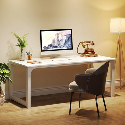 63 Inch Large Executive Computer Office Desk, White-3