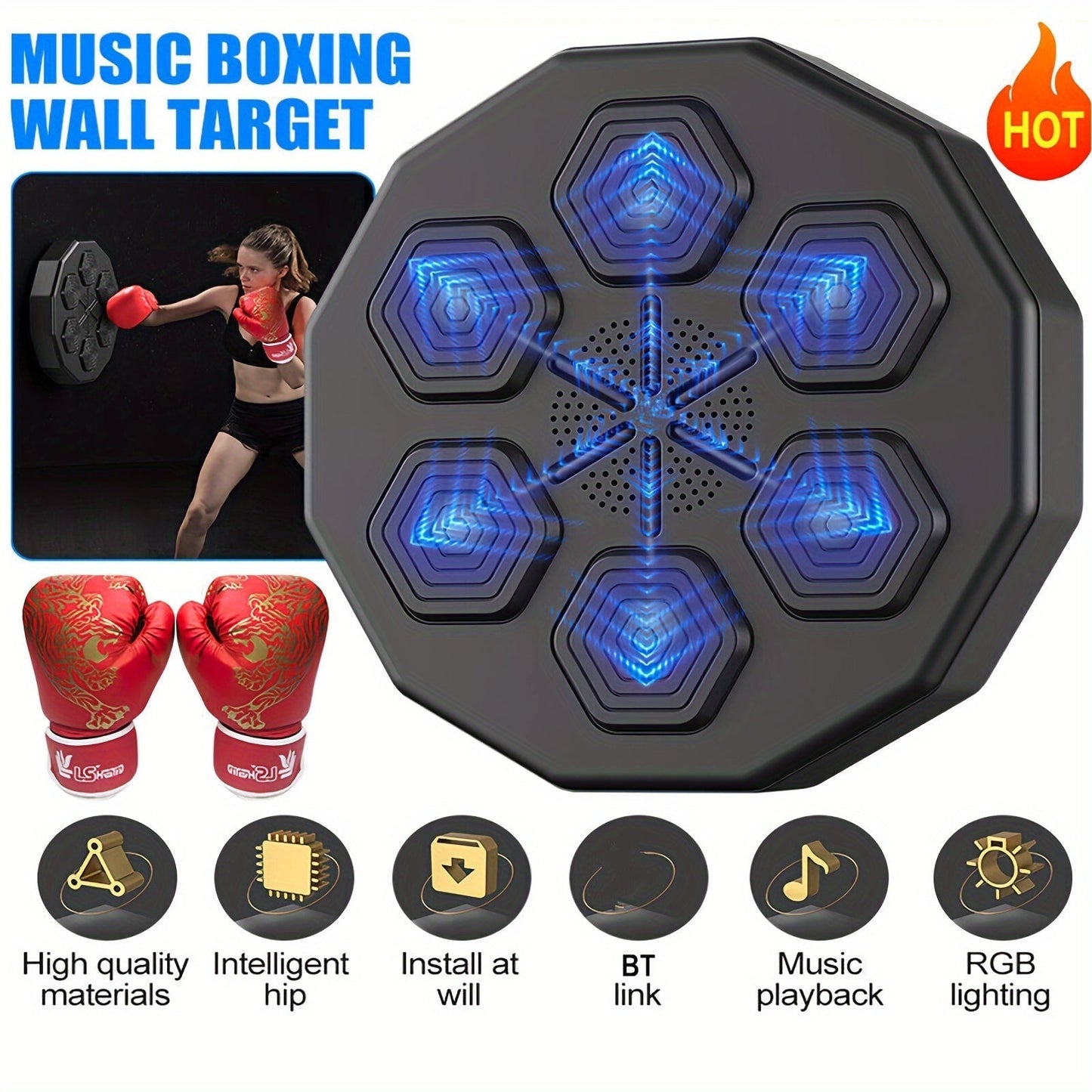 Smart Wall-Mounted Boxing Trainer with Gloves-0