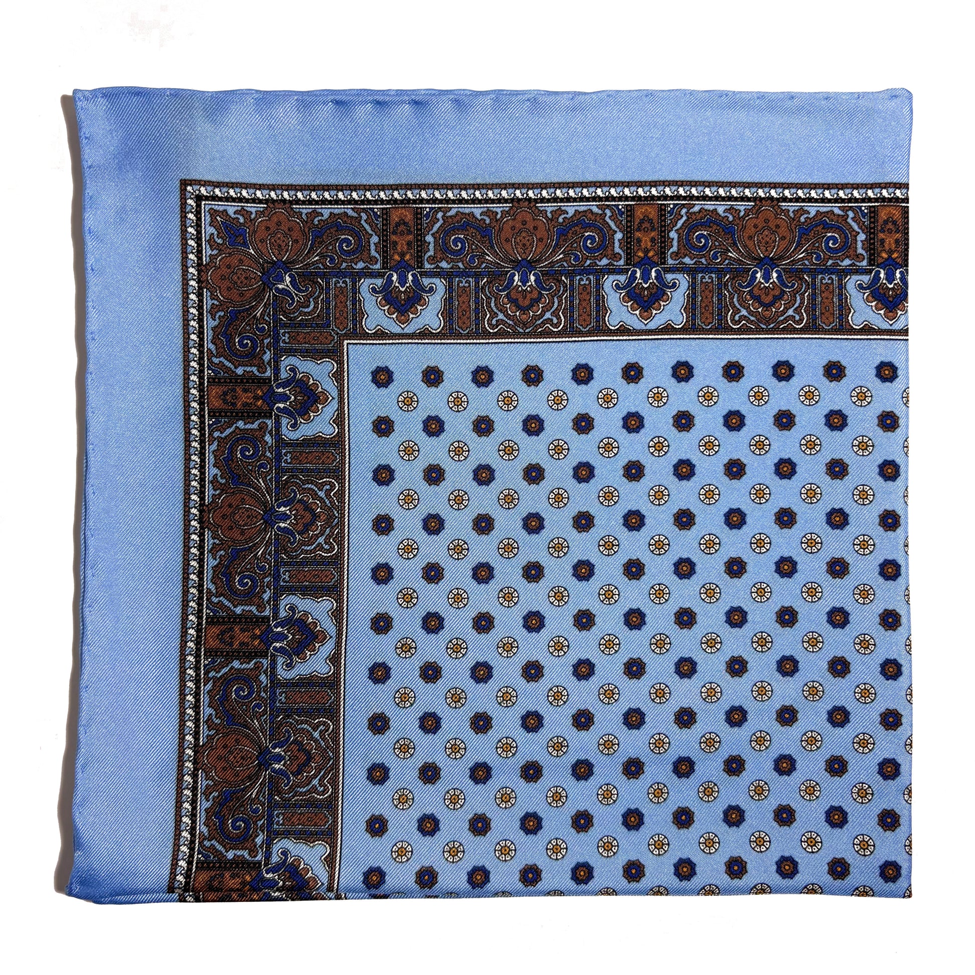 Light Blue Floral Silk Pocket Square-0