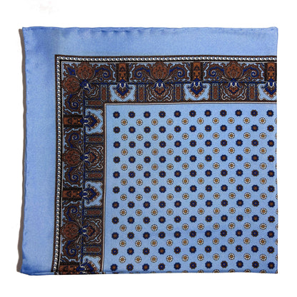 Light Blue Floral Silk Pocket Square-0