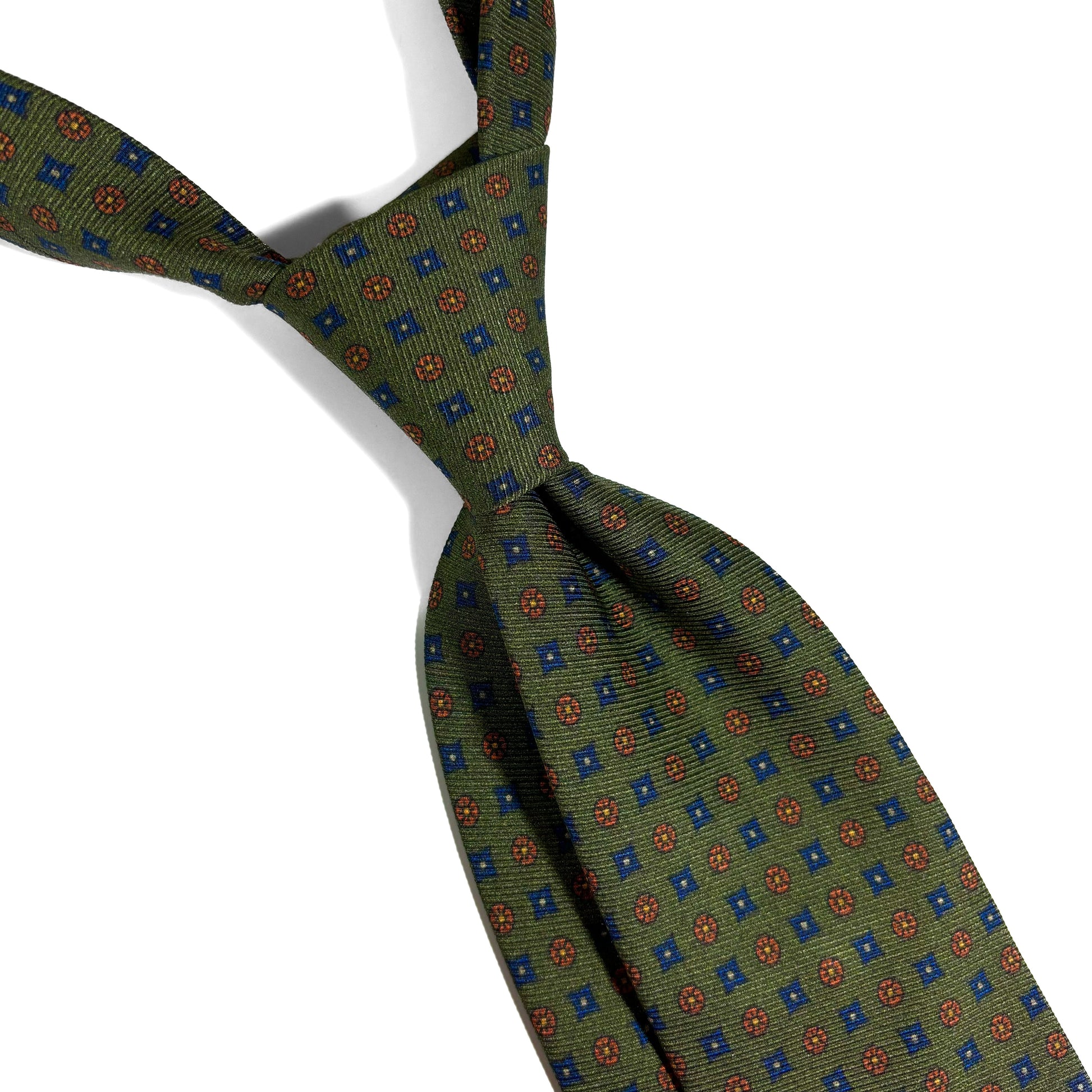 Fern Green Floral Italian Madder Silk Tie-1