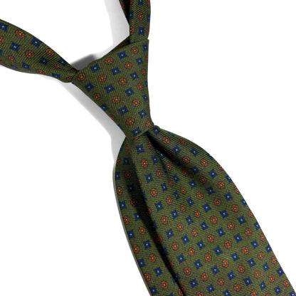 Fern Green Floral Italian Madder Silk Tie-1