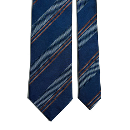 Prussian Blue Striped Silk Repp Tie-2