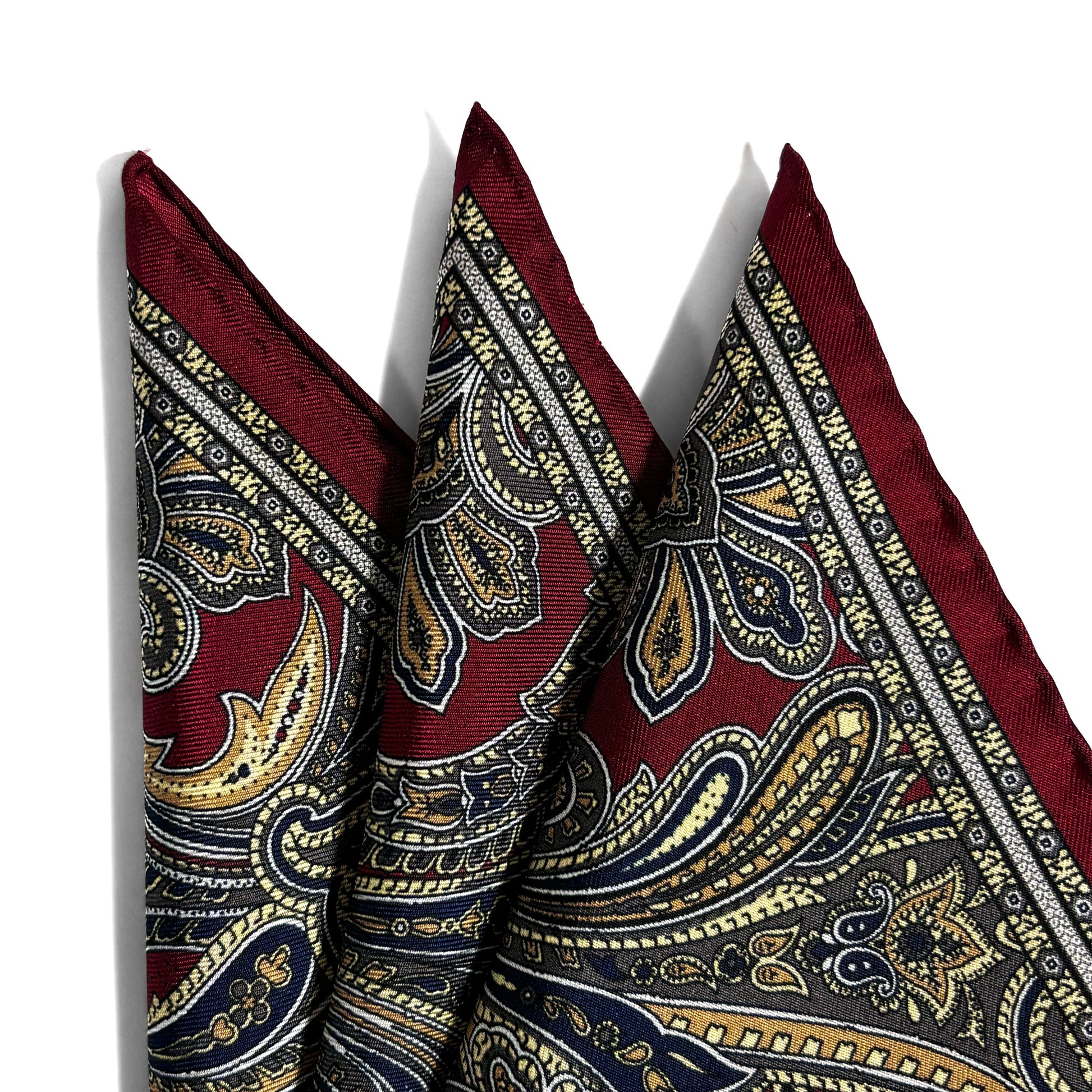 Burgundy Paisley Silk Pocket Square-1