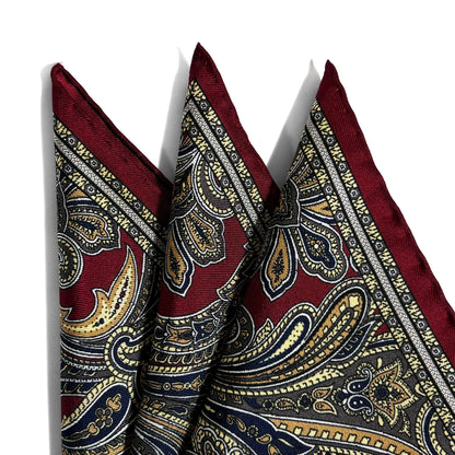 Burgundy Paisley Silk Pocket Square-1