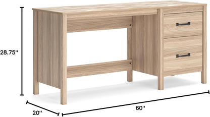 Battelle Home Office Desk, 60" W X 20" D X 29" H, Light Brown-2