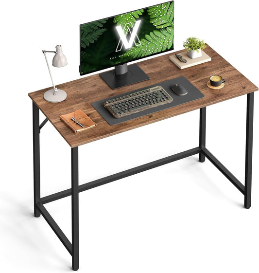 Computer Desk, Gaming Desk, Home Office Desk, for Small Spaces, 19.7 X 39.4 X 29.5 Inches, Industrial Style, Metal Frame, Hazelnut Brown and Black ULWD041B03V1-0