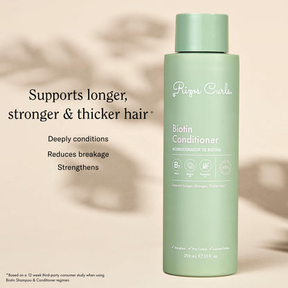 Rizos Curls Biotin Conditioner Deeply Moisturize & Reduce Breakage with Biotin, Coconut Oil & Aloe Vera Softens & Detangles All Hair Types Straight, Wavy, Curly Sulfate & Paraben Free