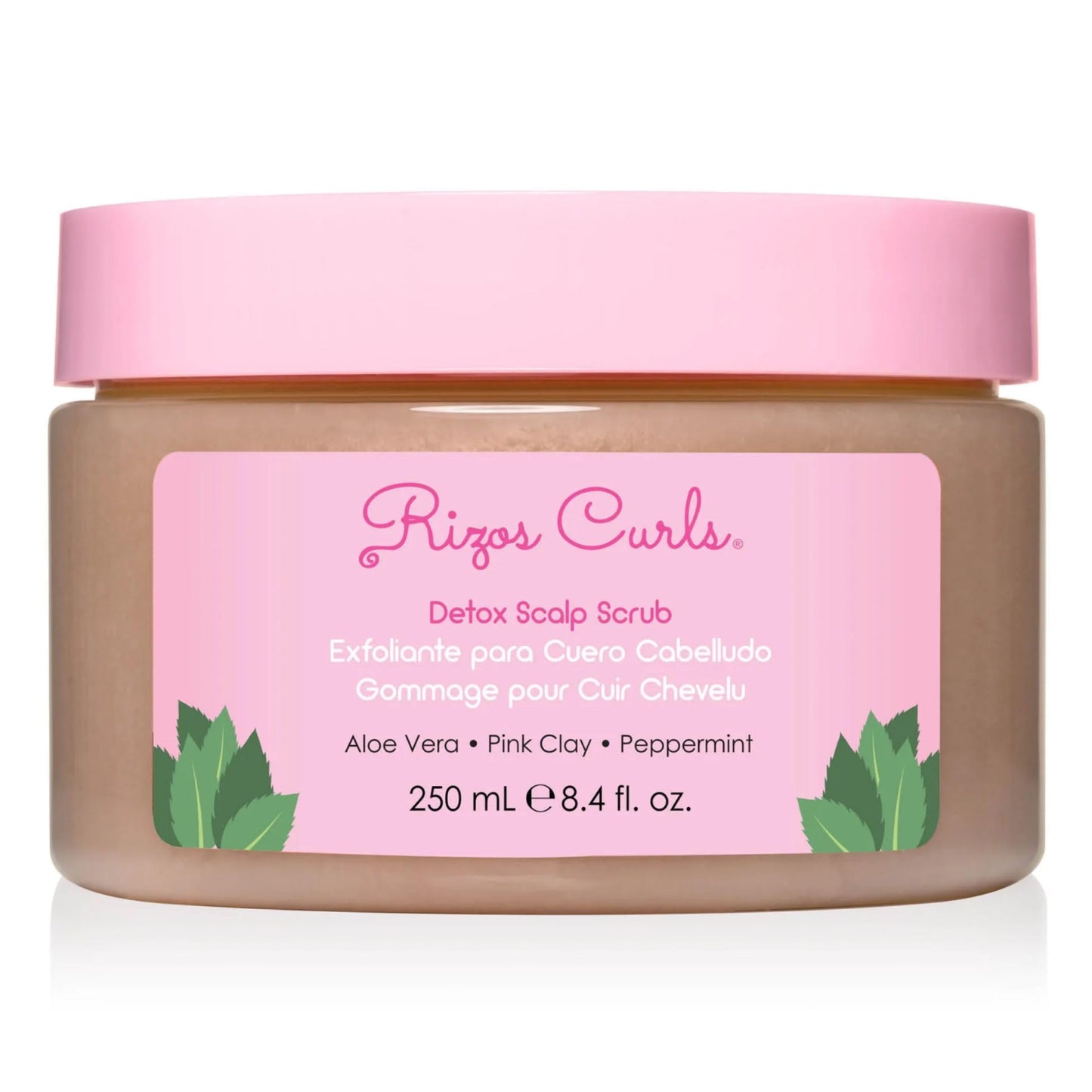 Rizos Curls Detox Scalp Scrub, Exfoliates to Remove Buildup & Excess Oil, Soothes Itchy Scalp, Detoxifying & Clarifying with Pink Clay, Aloe Vera & Peppermint Oil, All Hair Types 1a - 4c, 8.4 oz