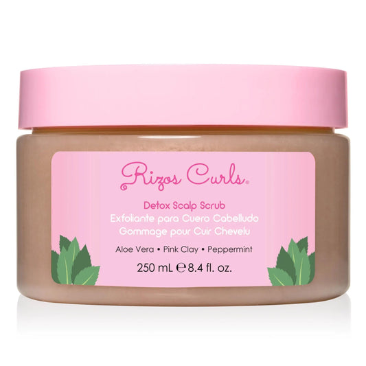 Rizos Curls Detox Scalp Scrub, Exfoliates to Remove Buildup & Excess Oil, Soothes Itchy Scalp, Detoxifying & Clarifying with Pink Clay, Aloe Vera & Peppermint Oil, All Hair Types 1a - 4c, 8.4 oz