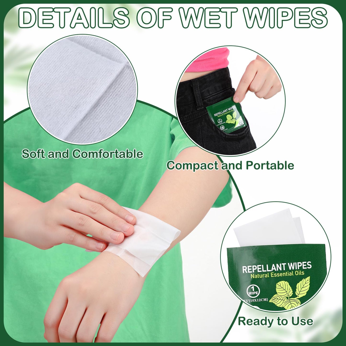 Threlaco 200 Pieces Travel Size Wipes Citronella Oil Individually Wrapped Wipes for Indoor Outdoor Travel Picnic Camping Hikes