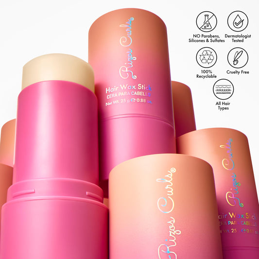 Rizos Curls Hair Wax Stick Tames Flyaways & Smooths Edges with Castor Oil for Sleek Style Adds Shine & Frizz Control for Every Hair Type Straight, Wavy, Curly, Coily Sulfate & Paraben Free