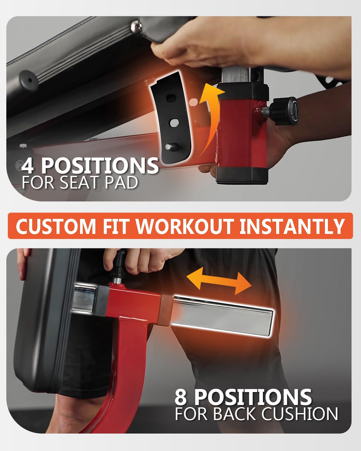 GMWD Leg Extension and Curl Machine, Lower Body Special Leg Machine, Adjustable Leg Exercise Bench with Plate Loaded, Leg Rotary Extension for Thigh, Home Gym Weight Machine Red