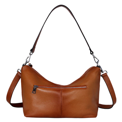 Iswee Soft Leather Handbags for Women Purses Brown Shoulder Bags Cross Body Bag Satchel Tote Travel Bag Hobo (Sorrel)