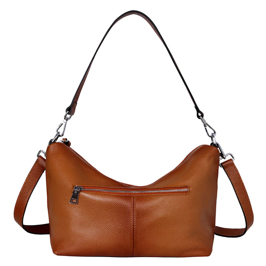 Iswee Soft Leather Handbags for Women Purses Brown Shoulder Bags Cross Body Bag Satchel Tote Travel Bag Hobo (Sorrel)