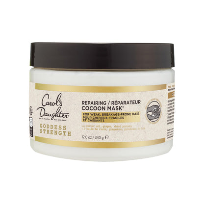 Carol's Daughter Goddess Strength Repairing Cocoon Hydrating Hair Mask for Waves, Coils and Curls, Hair Treatment With Castor Oil, 12 Oz