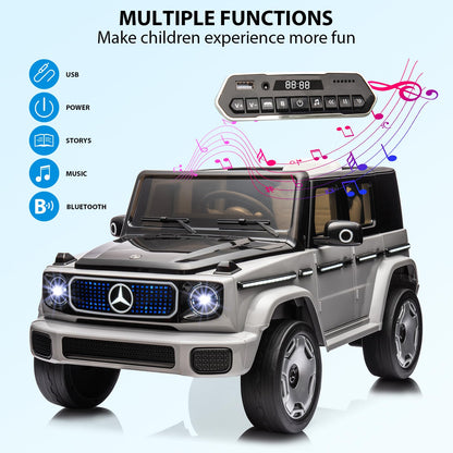 Jojoka Baby Car, Licensed Mercedes-Benz EQG Electric Car 12V Battery Powered w/Parent Remote Control, Full Car LED Lights, Spring Suspension, Music, 4 Wheeler Electric Vehicle for Kids, Gray