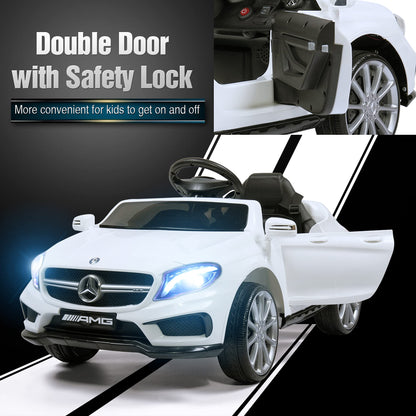 Licensed Mercedes Benz Electric Car for Kids by TOBBI,Toddler Electric Vehicle,Children Ride On Toy with Parental Remote Control/Double Doors/5 Point Safety Belt/LED Lights for Ages 3+ White