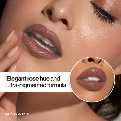 Besame Wild Rose Lipstick - 1974 | Soft Blush Pink Rose Mauve | 1970s Inspired | Day to Night | Everyday Shade Suits All Skin Colors | Long Lasting Satin Finish | With Moisturizing Vitamin E & Aloe