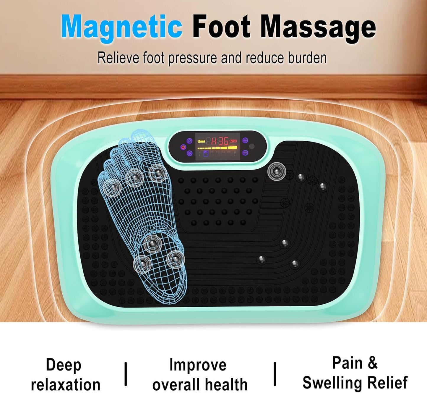 HOTWAVE Vibration Plate Exercise Machine for Lymphatic Drainage, Power Vibrating Plates Platform for Weight Loss - Whole Body Shaker Vibration Plate Machine Home Gym Shaping Fitness Workout