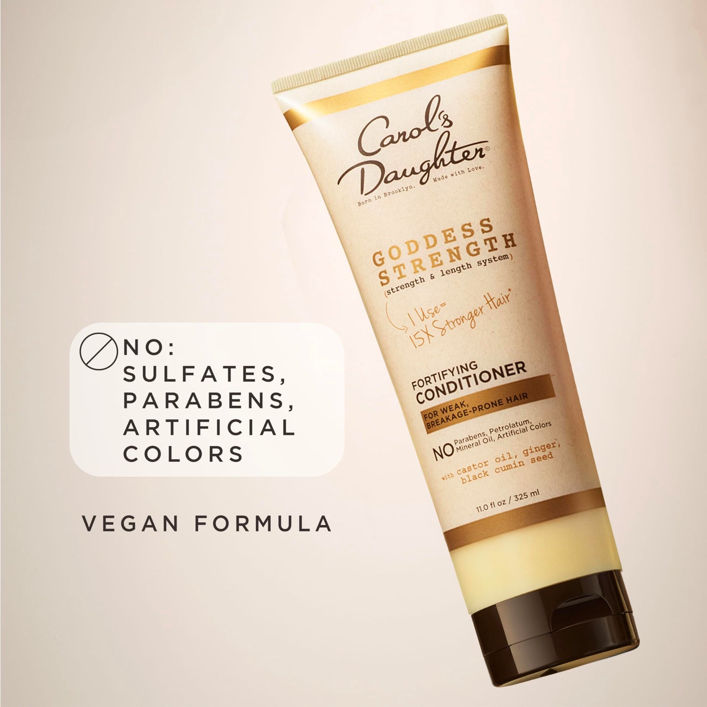 Carol's Daughter Goddess Strength Fortifying Conditioner For Wavy, Coily and Curly Hair, Sulfate Free Conditioner with Castor Oil for Weak Hair, 11 Fl Oz