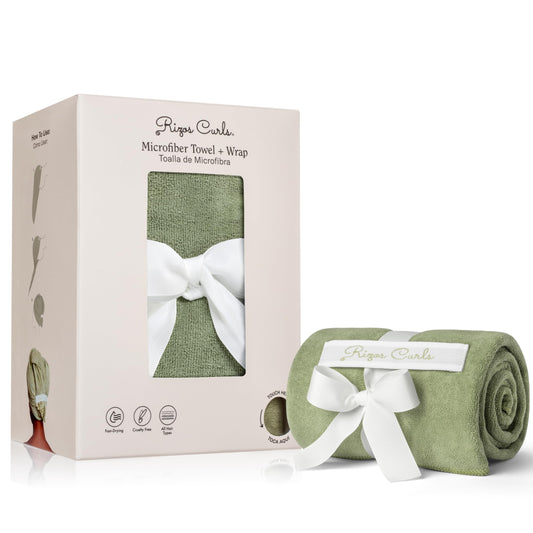 Rizos Curls Ultra-Absorbent Microfiber Hair Towel Wrap - Fast-Drying, Frizz & Breakage Prevention with Secure Band for All Hair Types