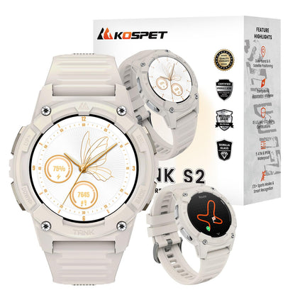KOSPET Tank S2 Smart Watch for Women GPS, Pressure/Altitude/Compass, 5ATM Waterproof, 1.32" AMOLED Display Fitness Tracker(Answer/Make Call), AI Voice Assistant, 24H Sleep/Hear Rate Monitor
