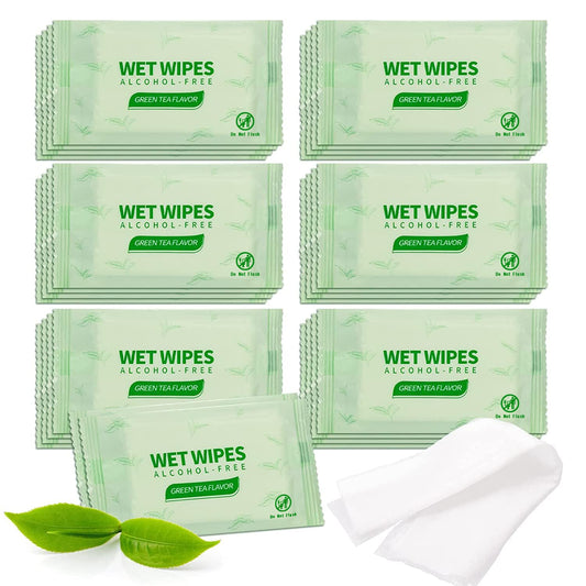 100 Pack Green Tea Wet Wipes Bulk for Homeless, Clean Face Hands Quickly, Green Tea Wet Wipes Bulk for Homeless, Perfect for Hiking Camping Travel Outdoor