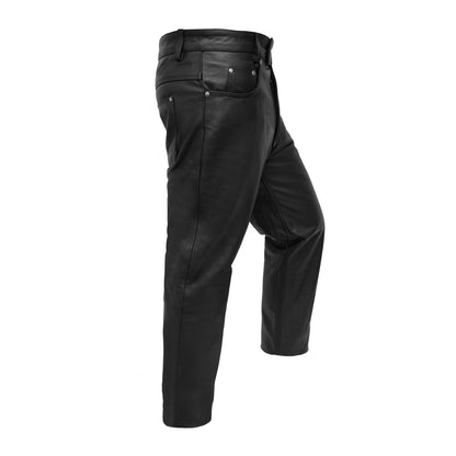 Touch&Torn Leather Motorcycle Pants for Mens Leather Black Brown Pants with 5 Pockets