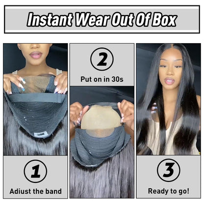 FACMOOD Wear and Go Glueless Bob Wig Human Hair Straight, 6x4 Pre-Cut HD Lace Glueless Wigs Pre-Plucked, Transparent Lace Front Closure Wigs for Women 180% Density 12 inch
