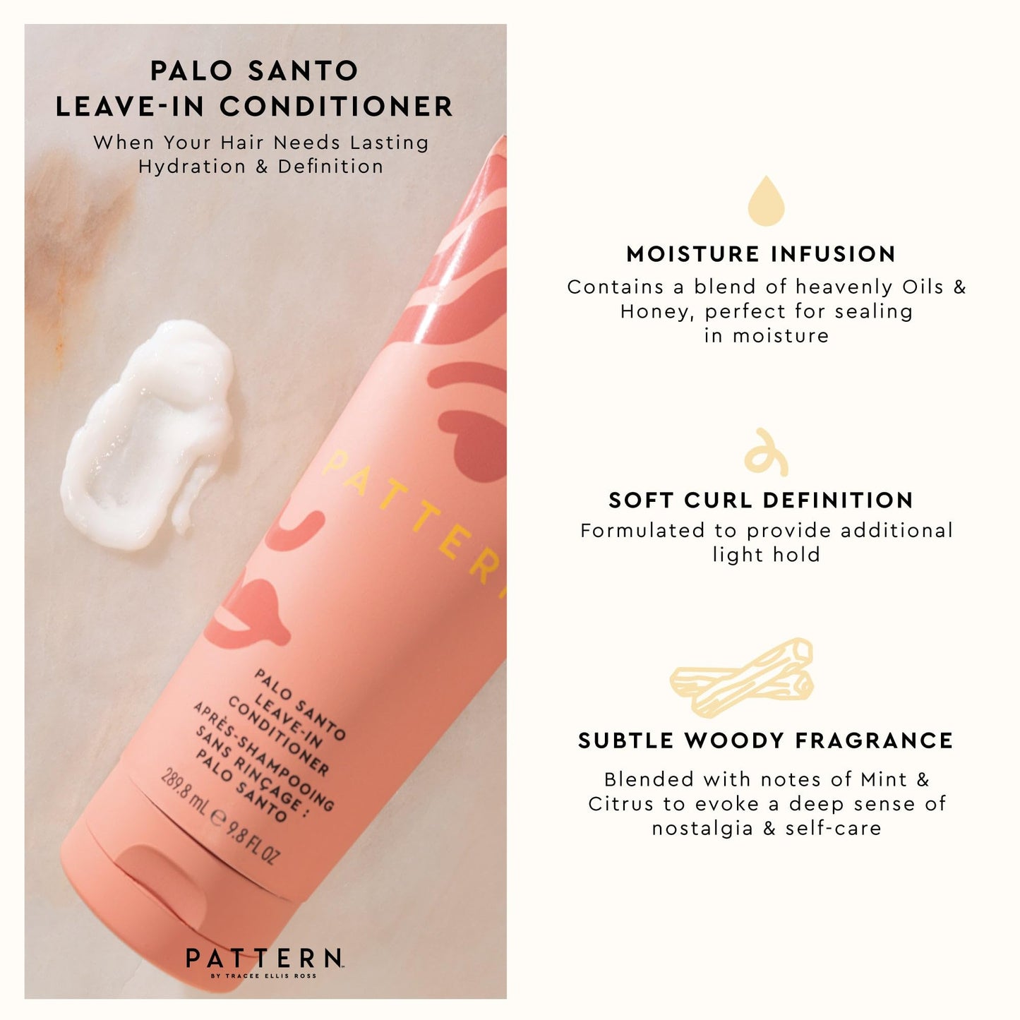 PATTERN Beauty by Tracee Ellis Ross Palo Santo Mini Kit features our Bestsellling Formulas: Palo Santo Leave-In Conditioner, Palo Santo Curl Mousse, Palo Santo Styling Cream in Mini Travel Sizes