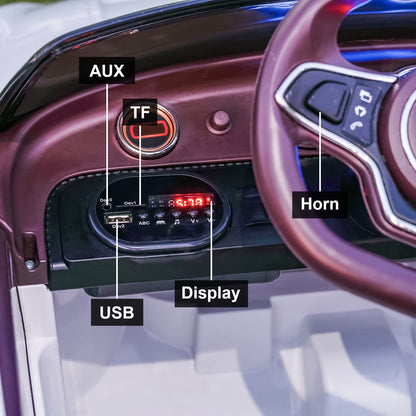 SEHOMY White 12V Electric Kid car with Parent Remote, Bentley Licensed Cars for Kids, Battery Powered Kids Ride on car, 4 Wheels Motorized Vehicles Children Toys, 2 Speeds, LED Headlights, MP3, Aux