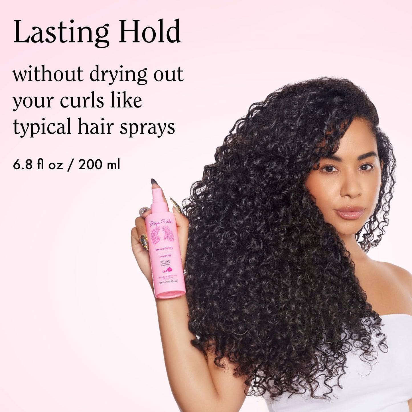 Rizos Curls Volumizing Curl Hair Spray Flexible Hold, Volume & Frizz Control with Aloe Vera Adds Shine & Bounce for All Hair Types Wavy, Curly, Coily, Kinky Sulfate, Paraben & Alcohol-Free