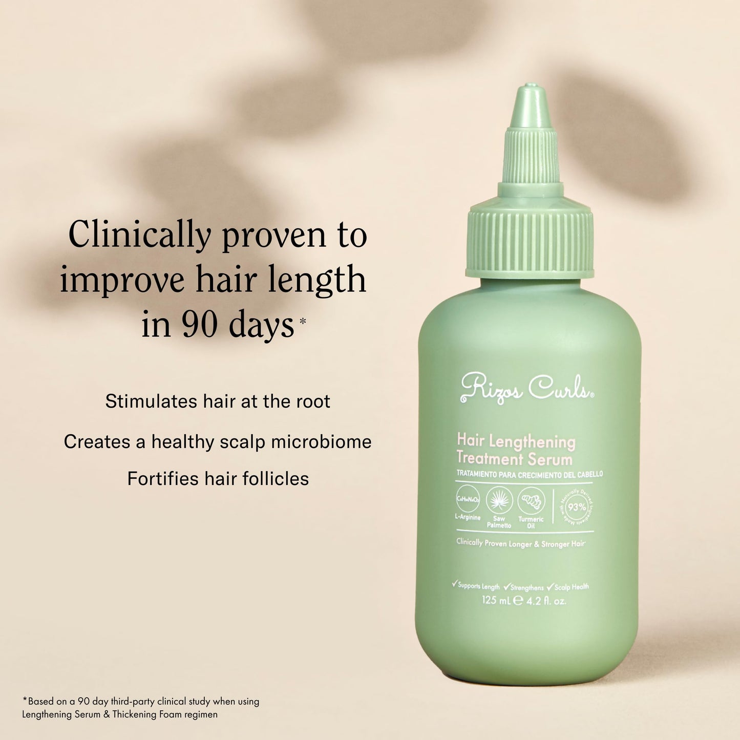 Rizos Curls Hair Lengthening Treatment Serum, Fortifies At Root for Healthy Scalp Microbiome Promoting Length, Supportes Longer Stronger Hair, 4.2 oz