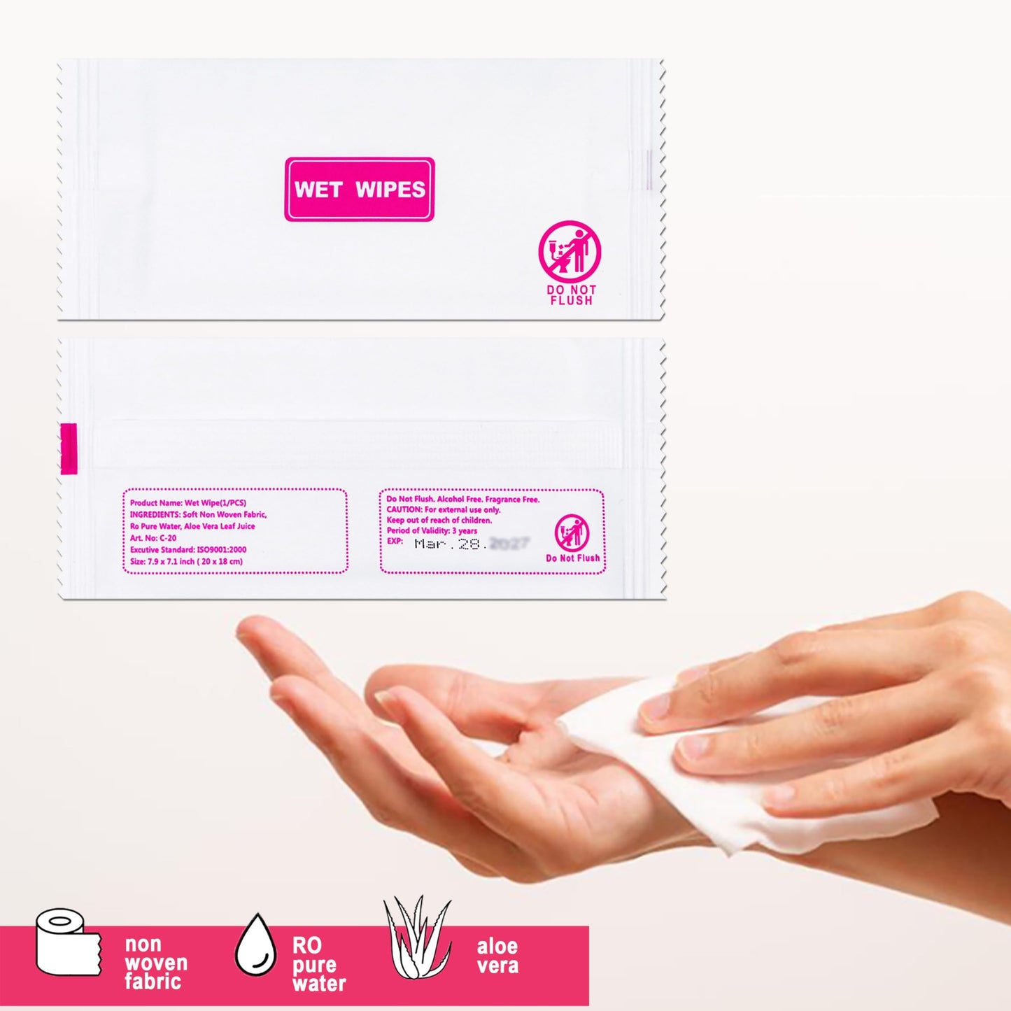 Gisdo 200 pcs Wet Wipes Individually Wrapped,Clean Wipe Individual Wipes Bulk for Travel for Hands, Face Cleaning